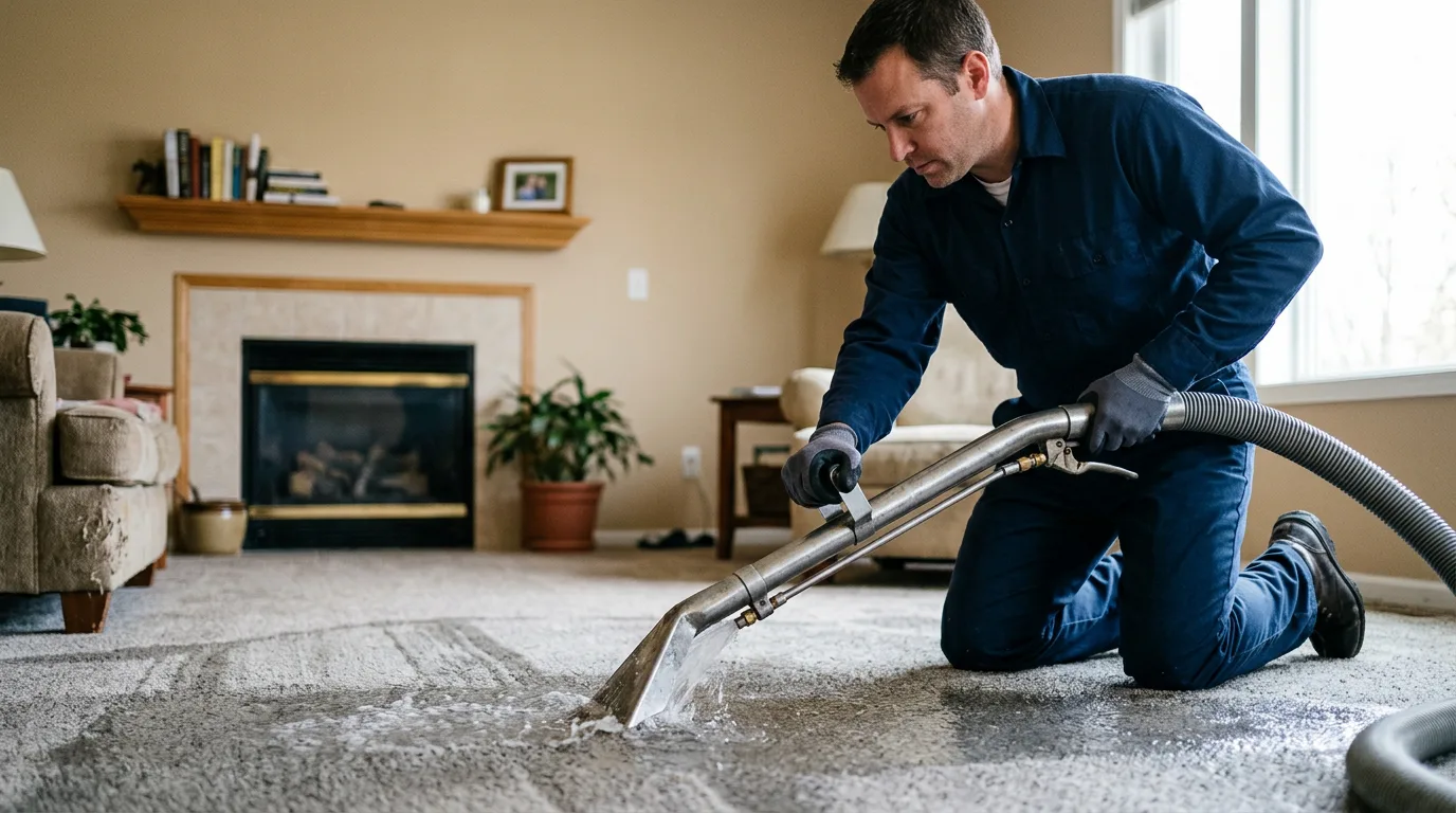Water damage restoration technician working near Hillsboro, TX